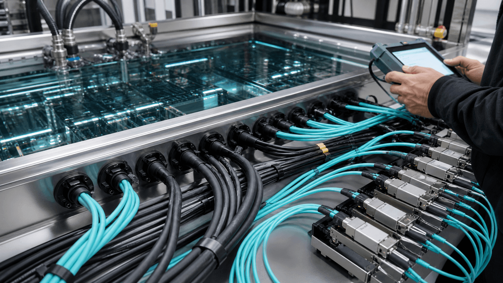 Câbles réseau et immersion cooling : ce qu'il faut vérifier avant de raccorder une cuve